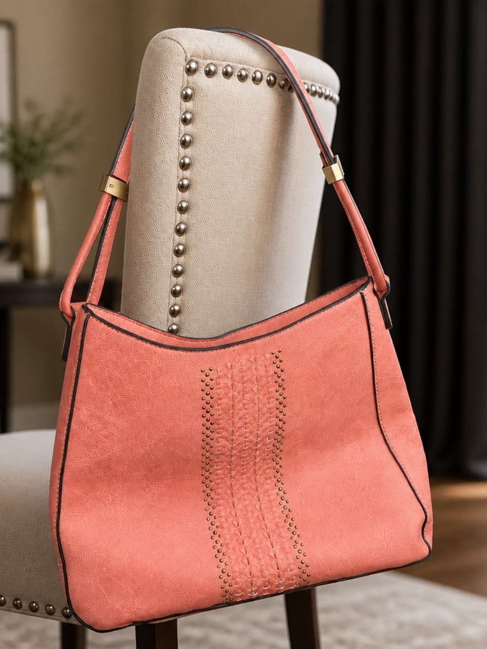 Simply Noelle Coral Studded Shoulder Bag